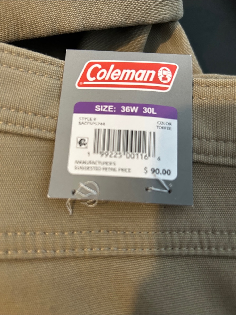 Coleman size 36/30 no Men's Khaki  police line pants, new Cargo Pants